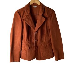 J.Jill Women's Orange Corduroy Blazer Size 6 Button Front Pockets Jacket